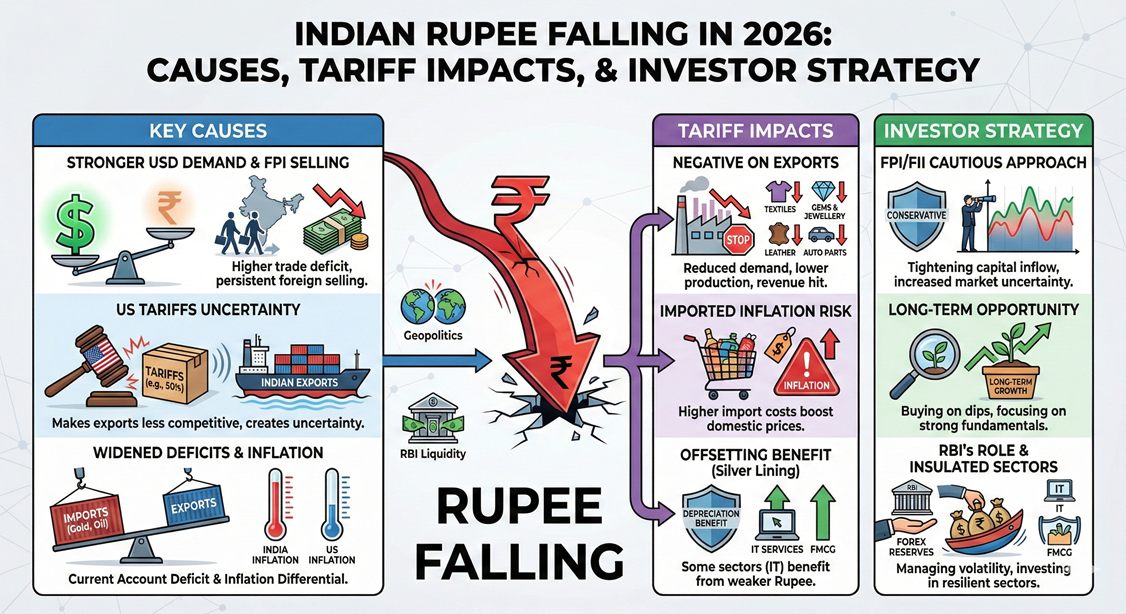 Why the Indian Rupee is Falling in 2026: Causes, Tariff Impacts, and Investor Strategy