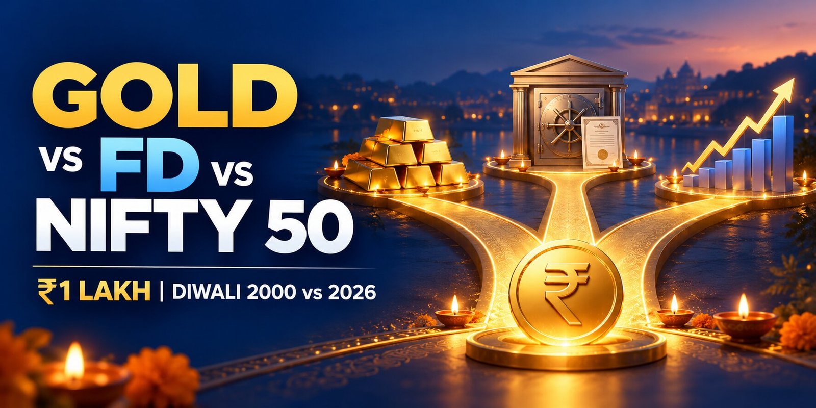Diwali 2000 vs Diwali 2026: Gold vs FD vs Nifty 50 - Where Did Rs. 1 Lakh Grow the Most?